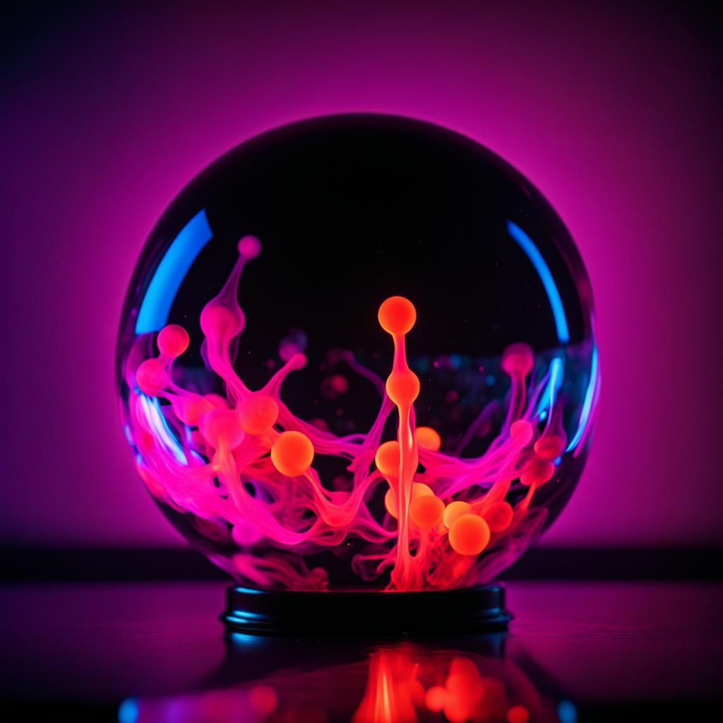 Psychedelic Glowing Plasma Orb in Black Room