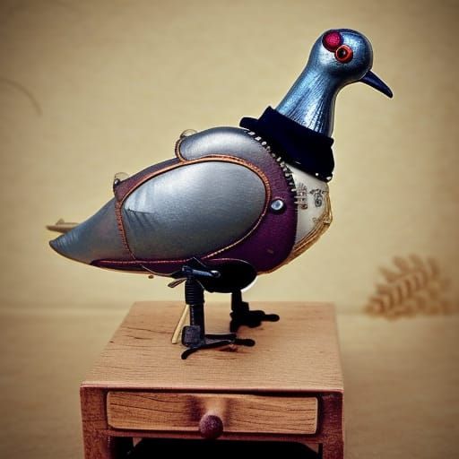 Steampunk Pigeon with Steam Engine