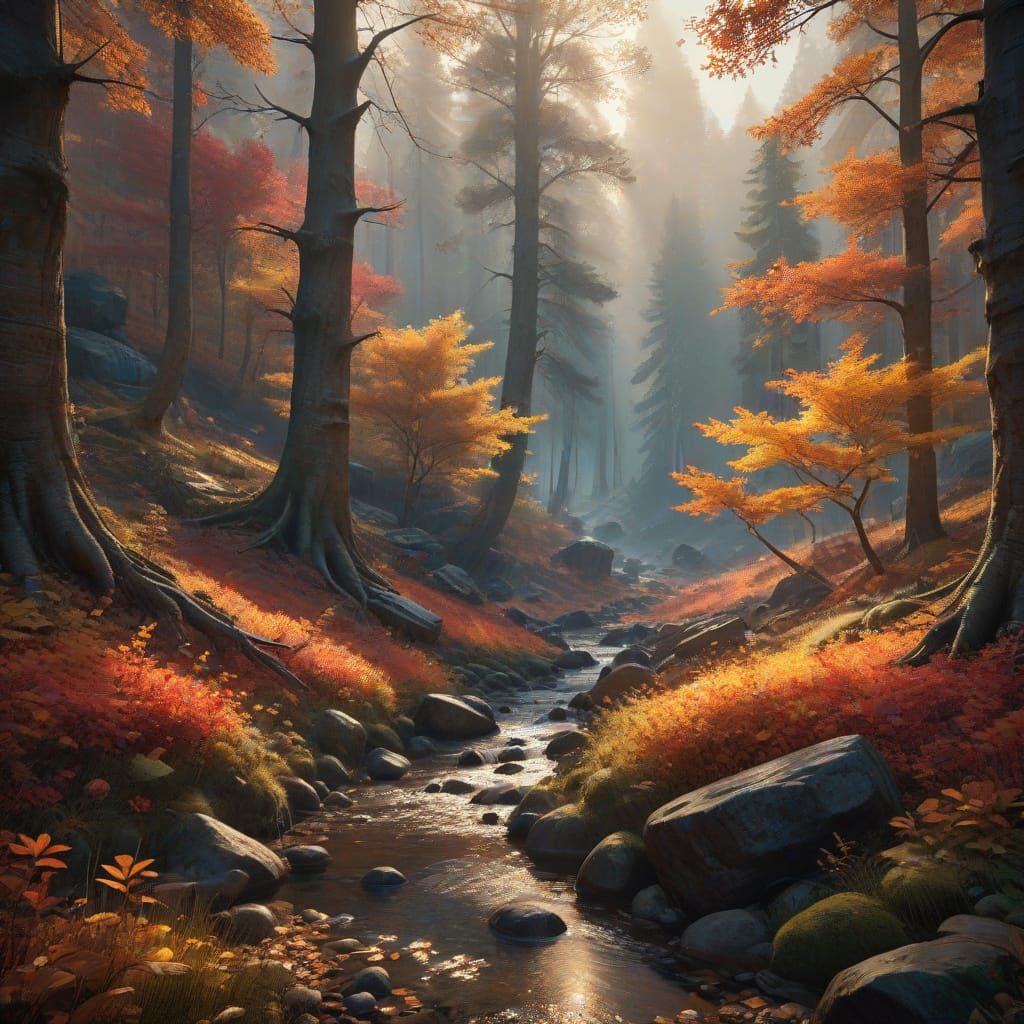 Autumn Forest Ablaze with Vibrant Colors