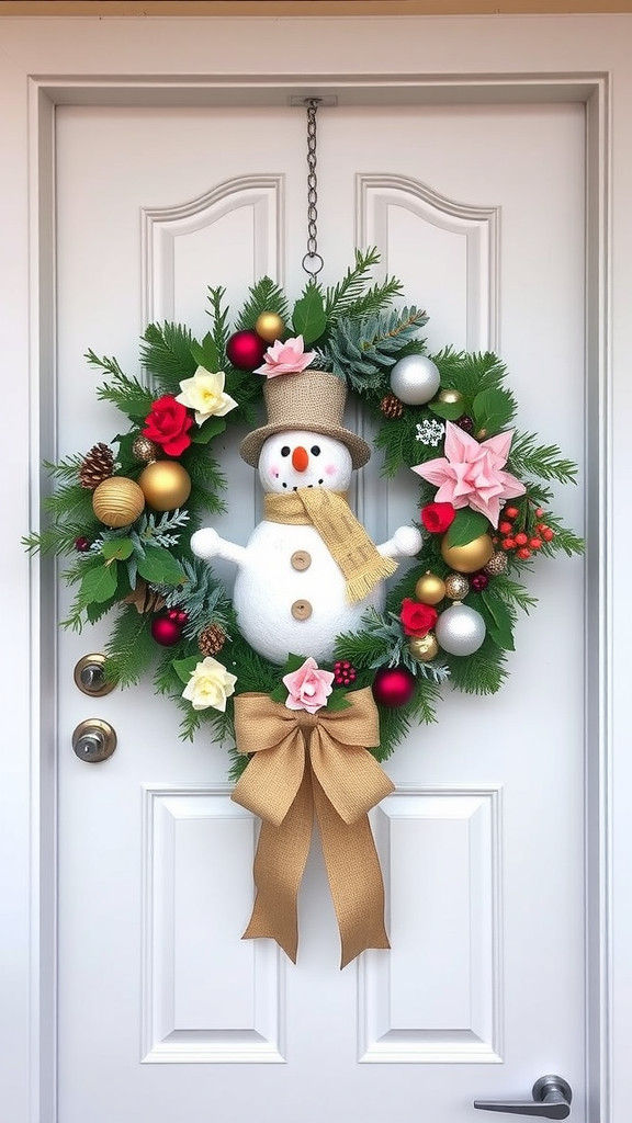 Festive Christmas Wreath on White Door