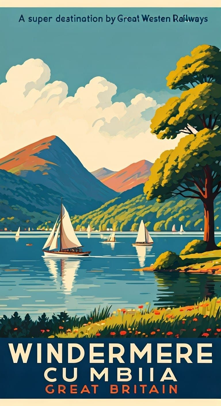 Windermere Travel Poster in Art Deco Style