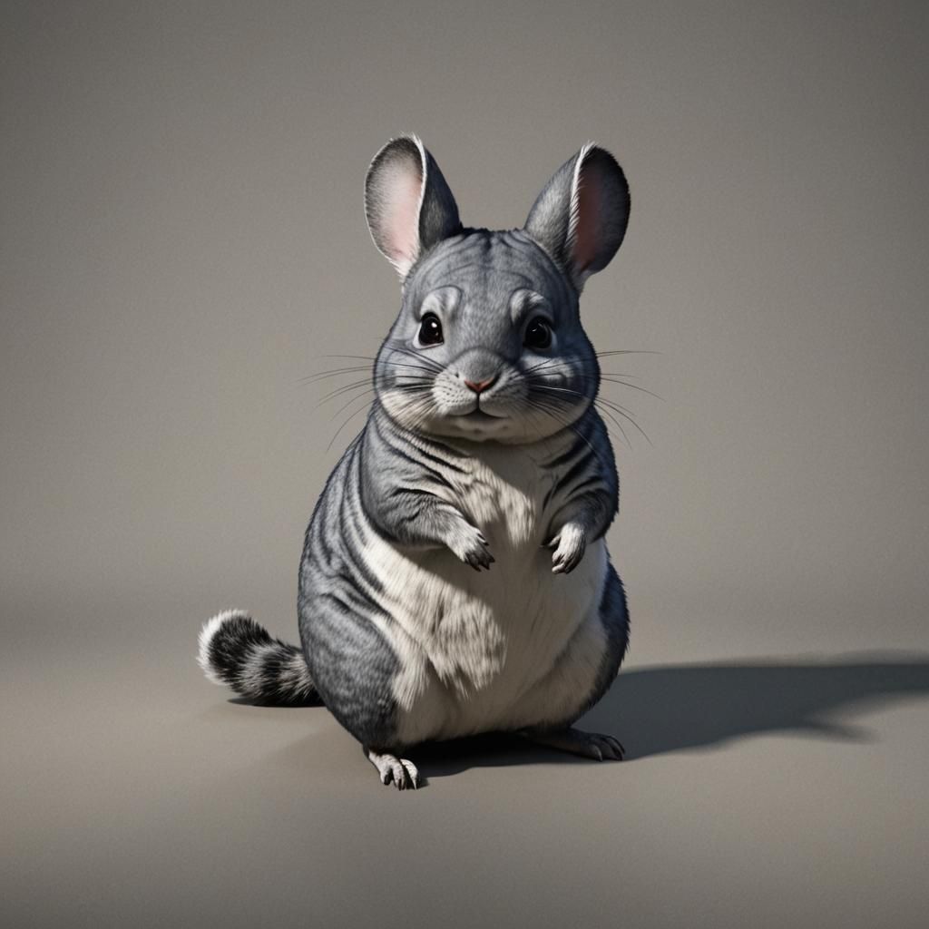 Detailed 3D Rendering of a Chinchilla