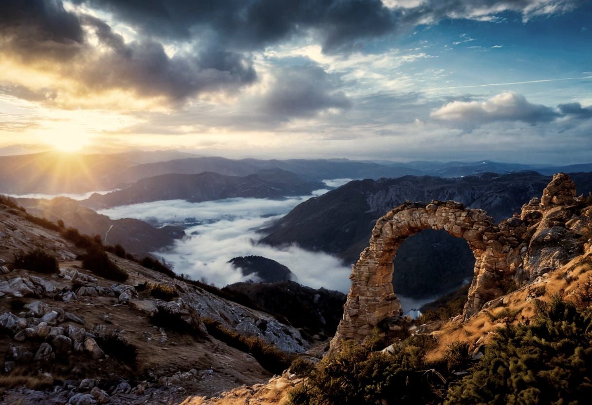 Hajdučka Vrata Sunrise: A Matte Painting Landscape