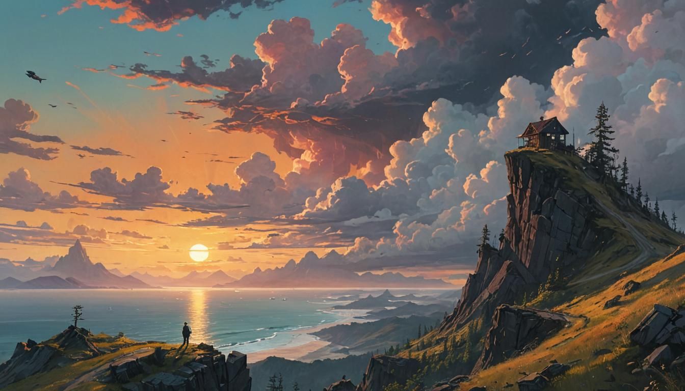 Post-Apocalyptic Sunset Landscape Inspired by Stålenhag