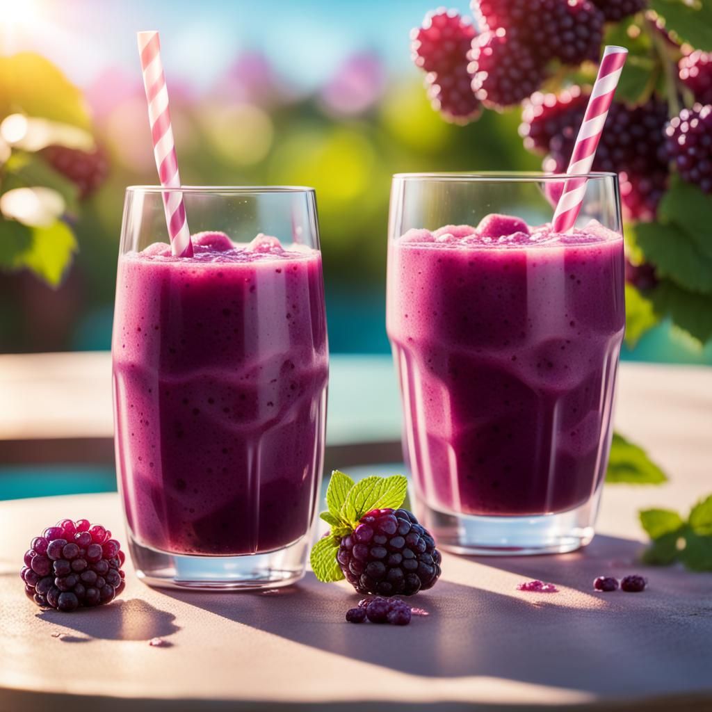 Vibrant Boysenberry Smoothie Still Life Illustration