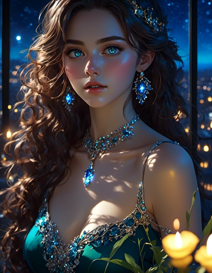 Jewish Woman Portrait with Overgrown Balcony in Anime Realis...