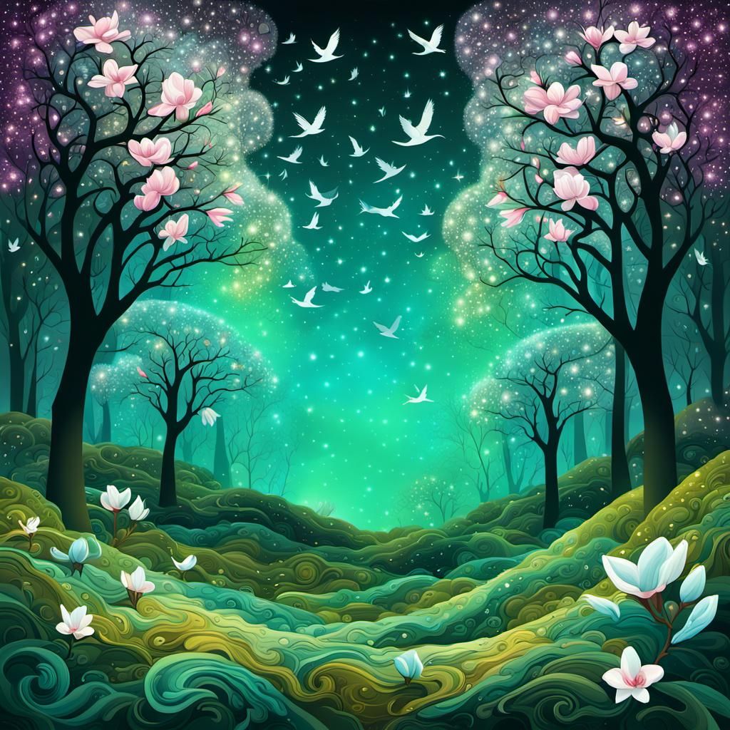 Sparkling Earth Face in Fantasy Forest