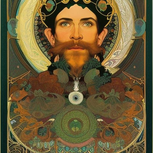 Elven Prince Portrait in Alphonse Mucha Style