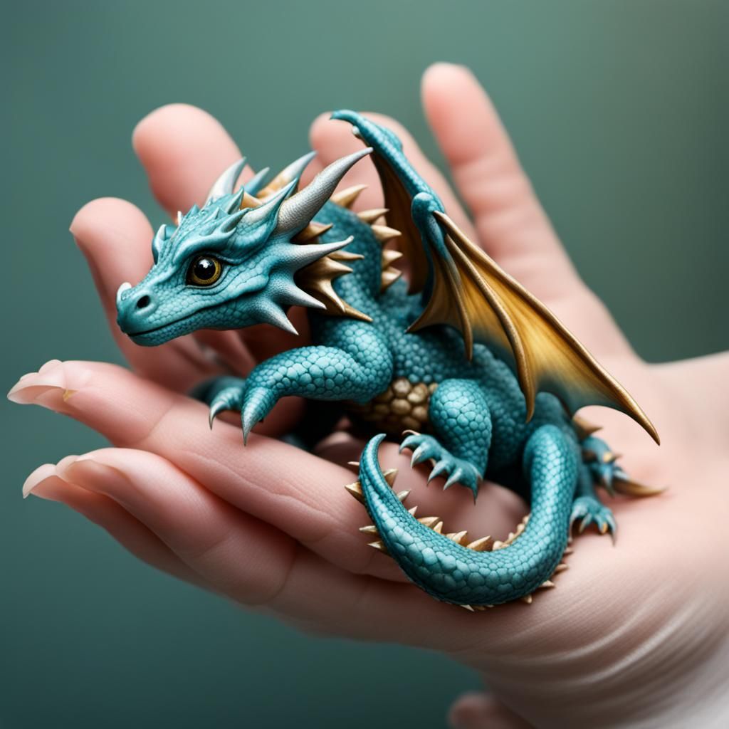 Tiny Dragon in Princess's Hands