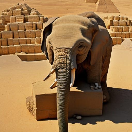 Elephant Builds Pyramid in Egypt