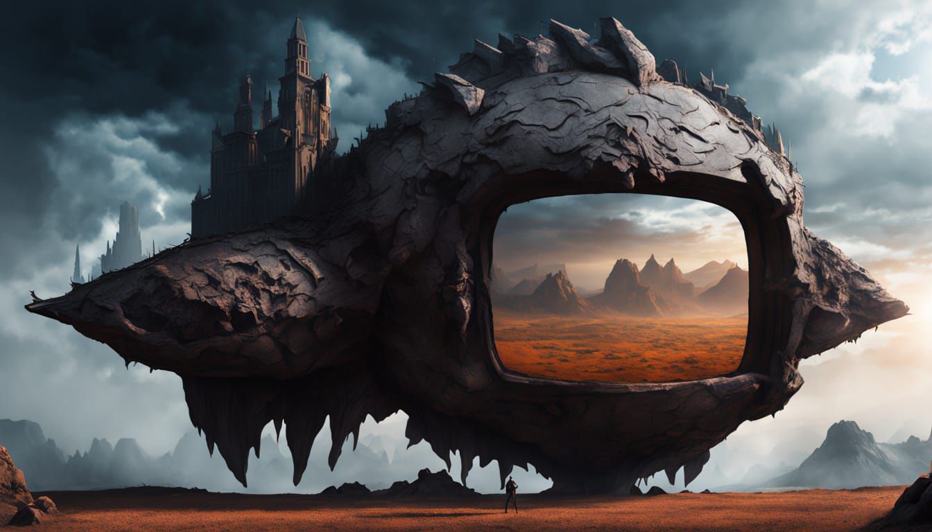 Flesh Golem Mage Before Magic Mirror - Fantasy Art