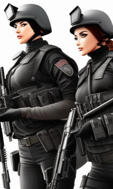 Manga SWAT Officers in Cel-Shaded Digital Art