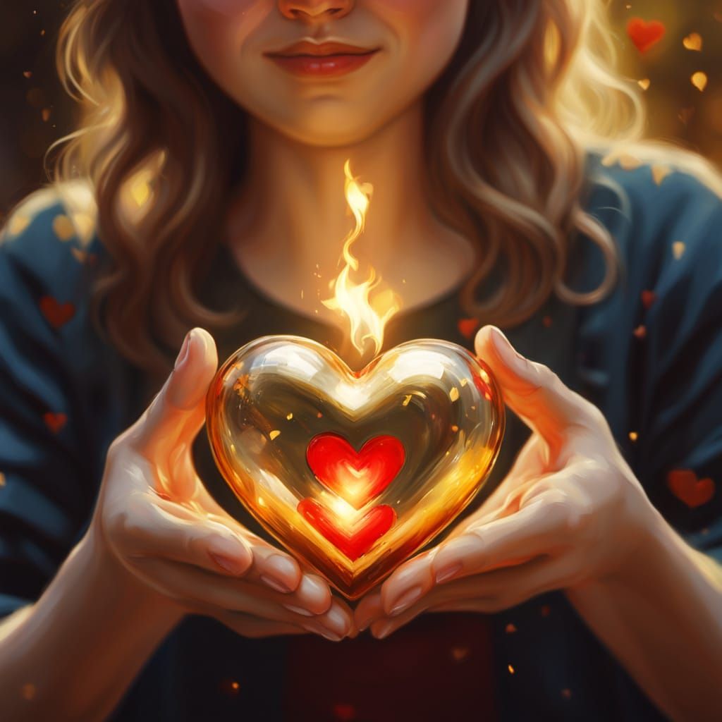 Heart in Hand: Romantic Oil Painting