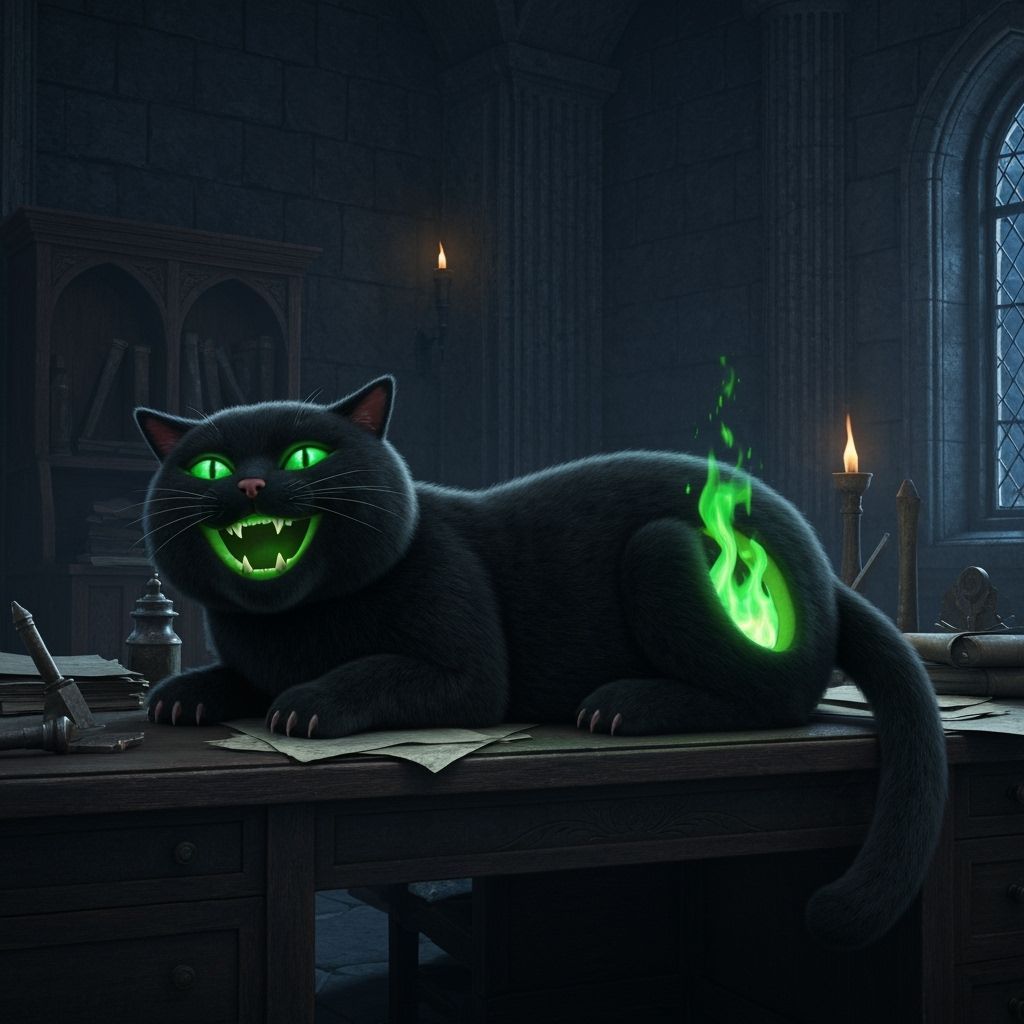 Black Cat Pumpkin With Emerald Eyes in Wizard's Castle