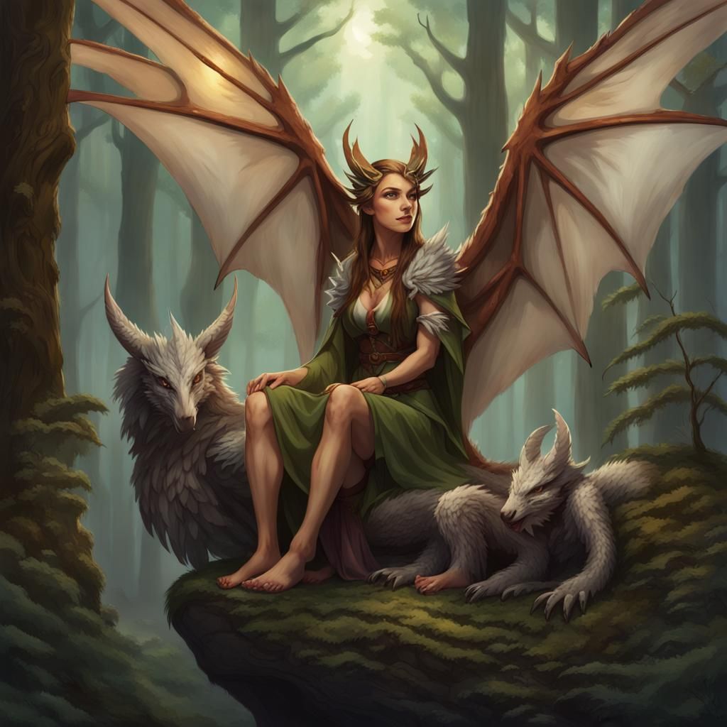 Dragon Druid with Forest Creatures