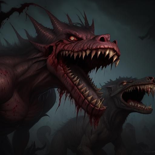 Sinister Bloody Monster with Sharp Teeth