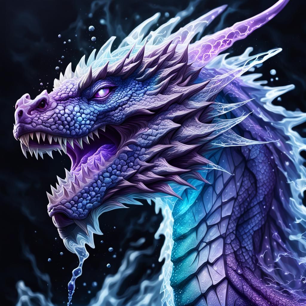 Beautiful ice art of a purple lightning dragon