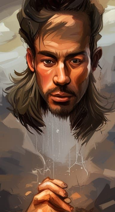 Dramatic Portrait with Intricate Detail in Splash Art