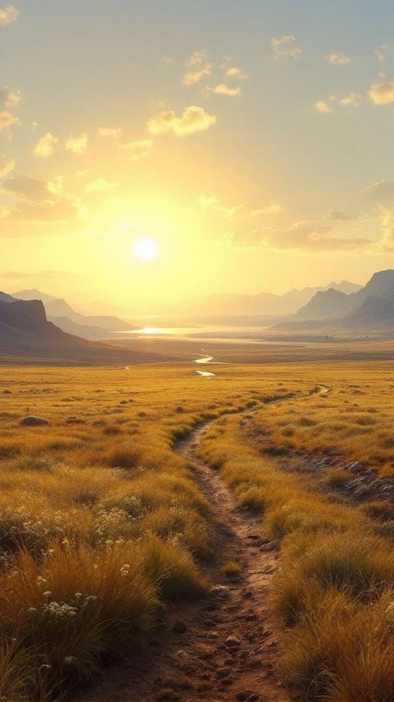 Ukrainian Steppe at Golden Hour in Romanticism Style