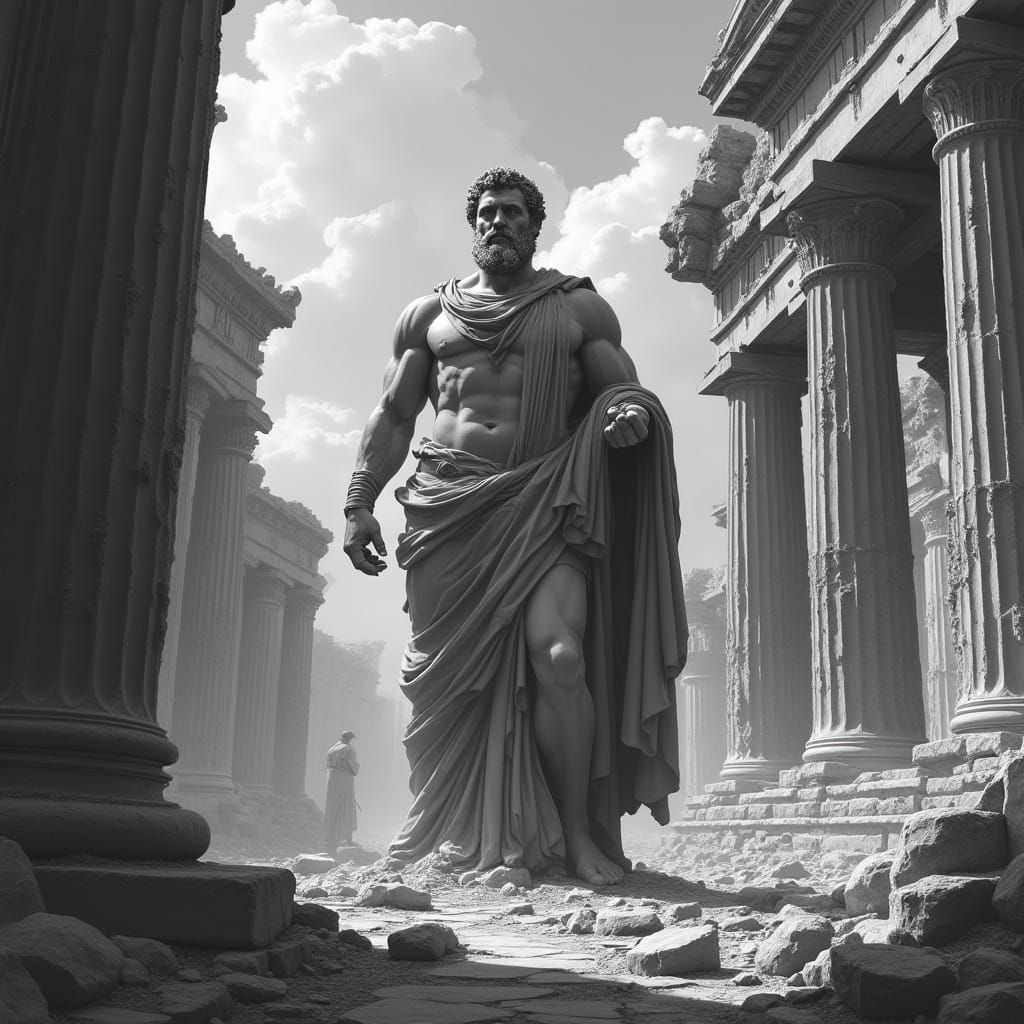 Dramatic Ancient Greek Society in Black and White
