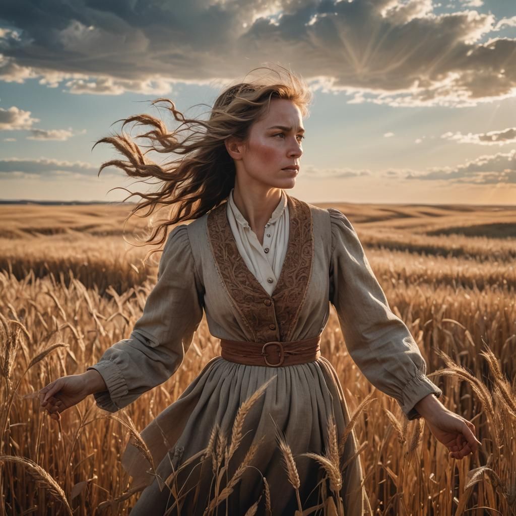 Prairie Woman in Golden Hour Light