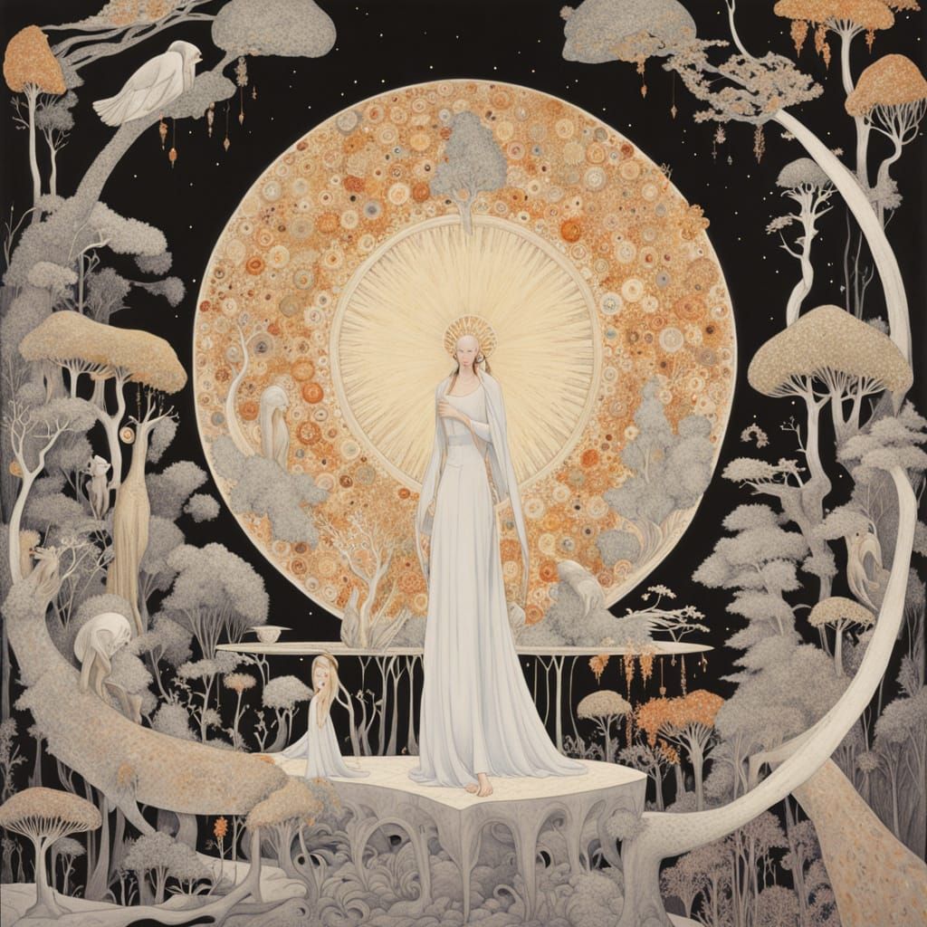 Surreal Whirling Spirit in Lush Patterns and Mystical Light ...