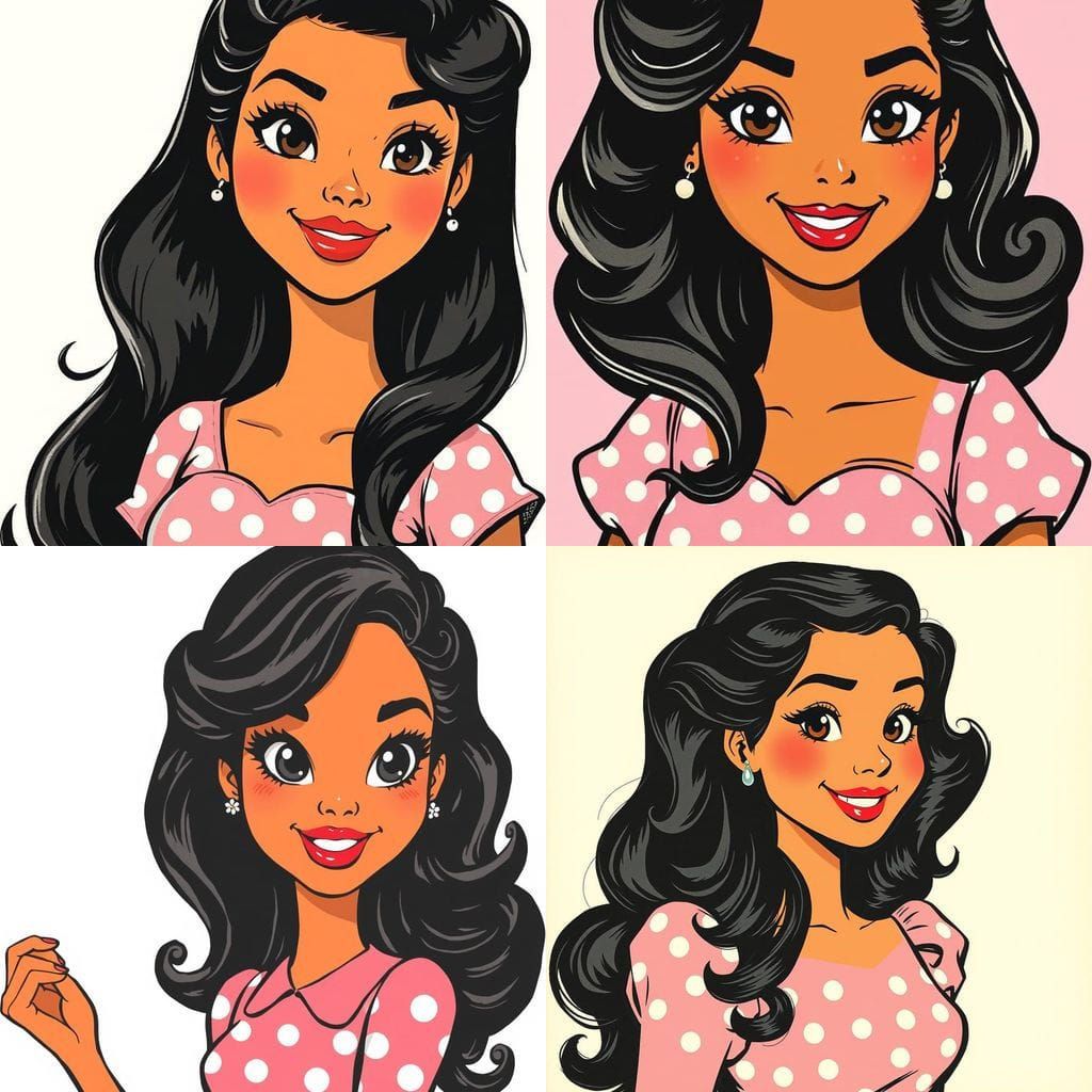 Retro Chic 1950s Latina Beauty in Polka Dot Dress