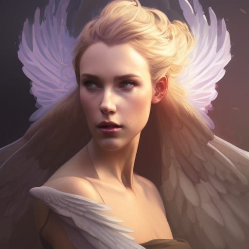 Woman with Wings in Triadic Colors Concept Art