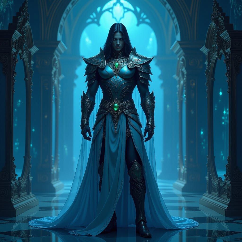 Fae Prince in Jeweled Armor in Enchanted Mirror Hall