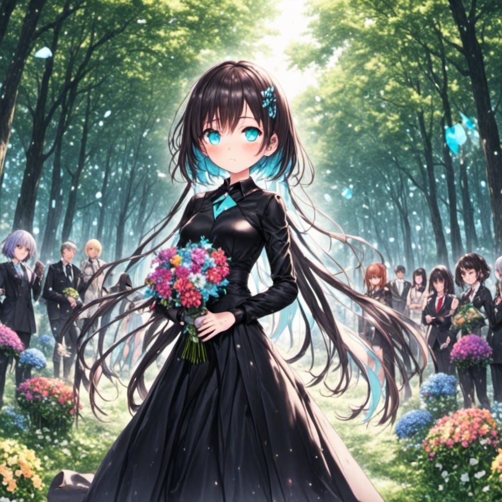 Cyberpunk Bride with Aqua Eyes in Digital Anime Art