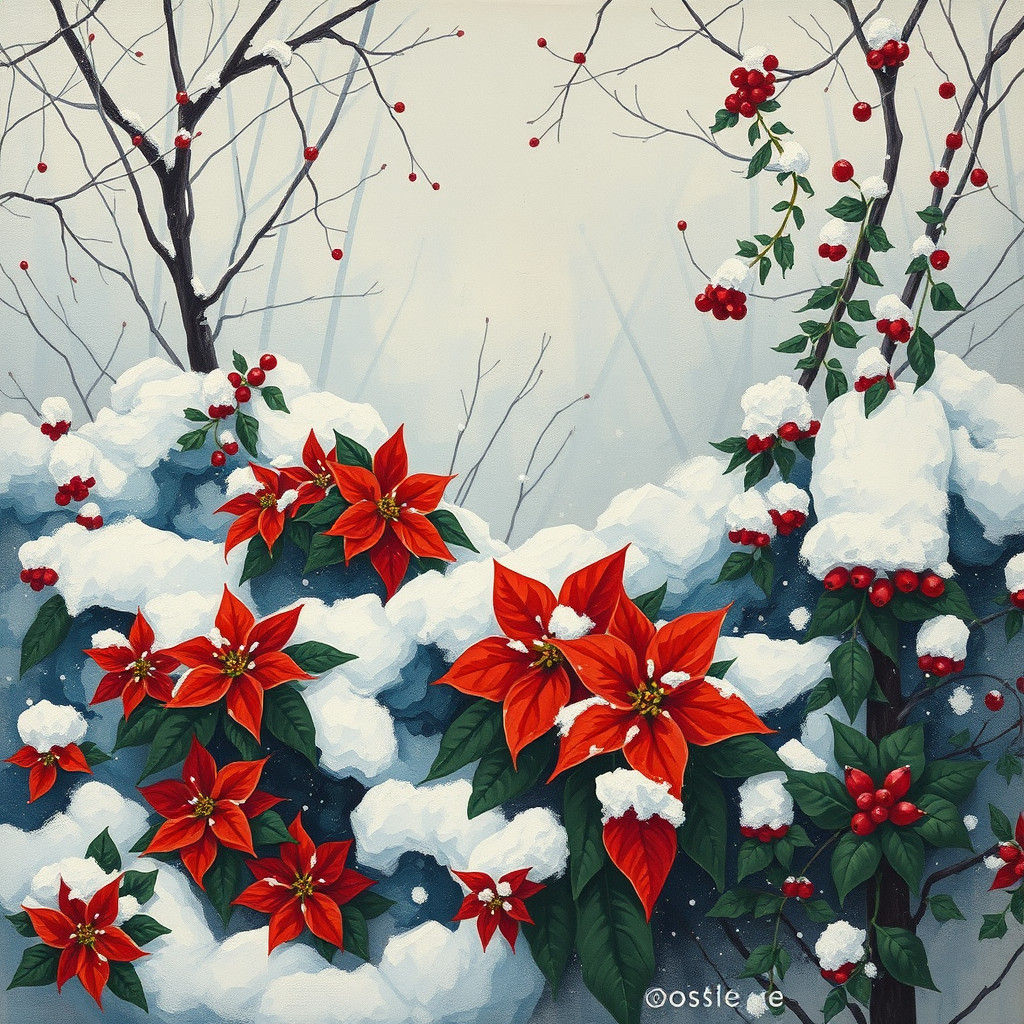 Winter Garden in Abstract Cubism Style