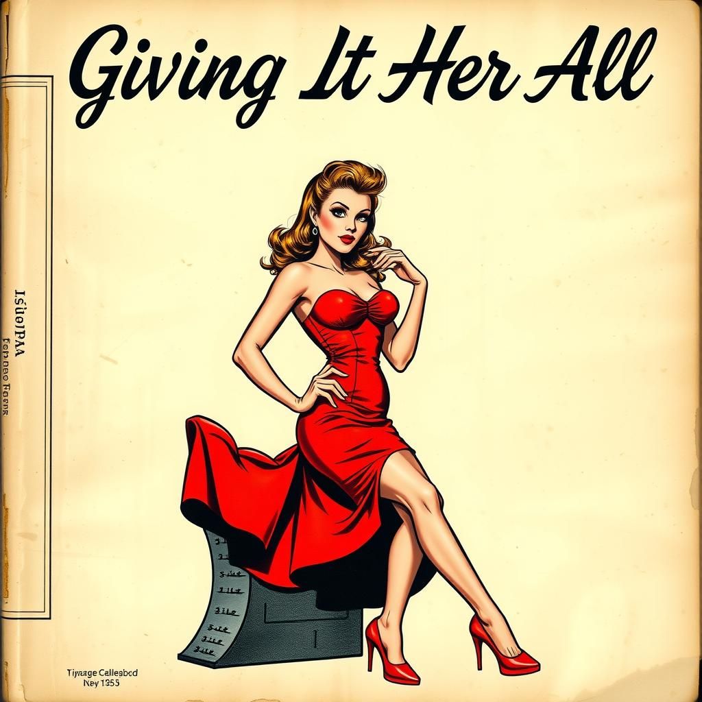 Seductive Pin-Up Girl in Vintage Pulp Art Style