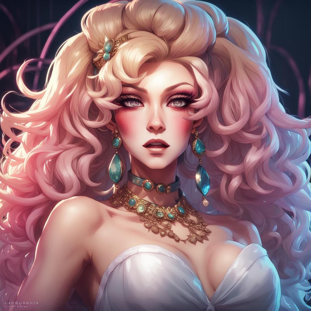 Junko Enoshima as a Hyperdetailed Drag Queen