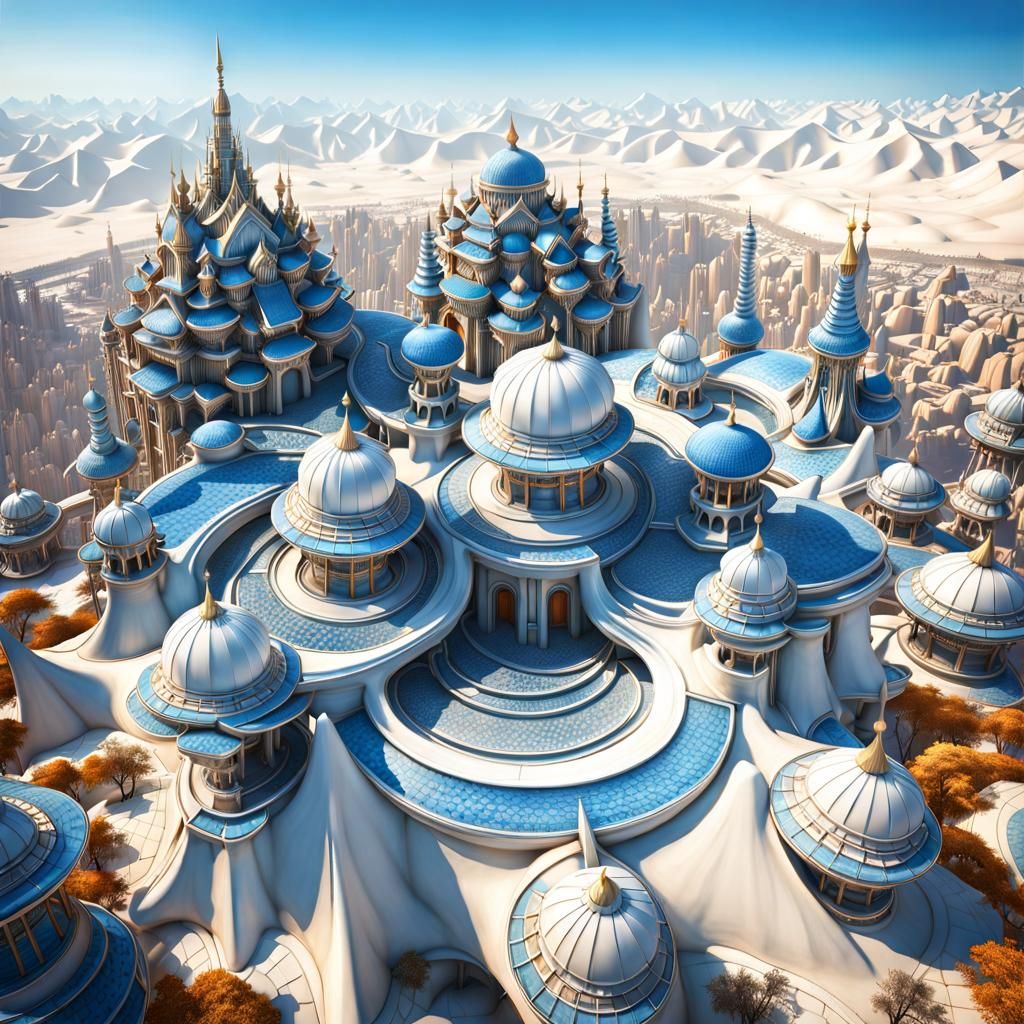 Alien Metropolis with Gaudi-Style Steampunk Architecture