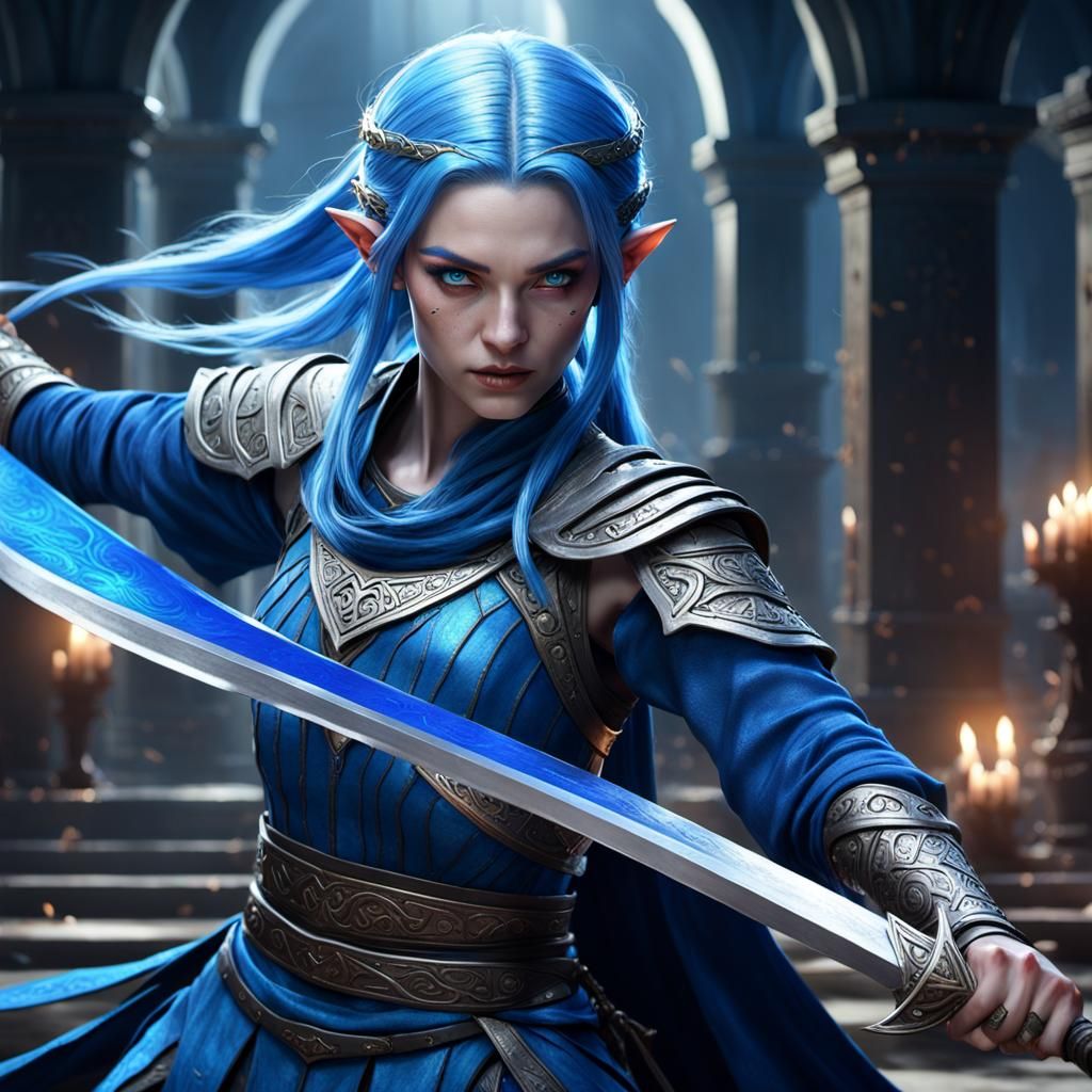 Elven Teenager in Battle Pose, Dark Fantasy Art