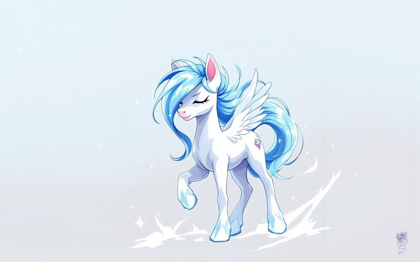 Icy Pegasus Pony in Anime Manga Style