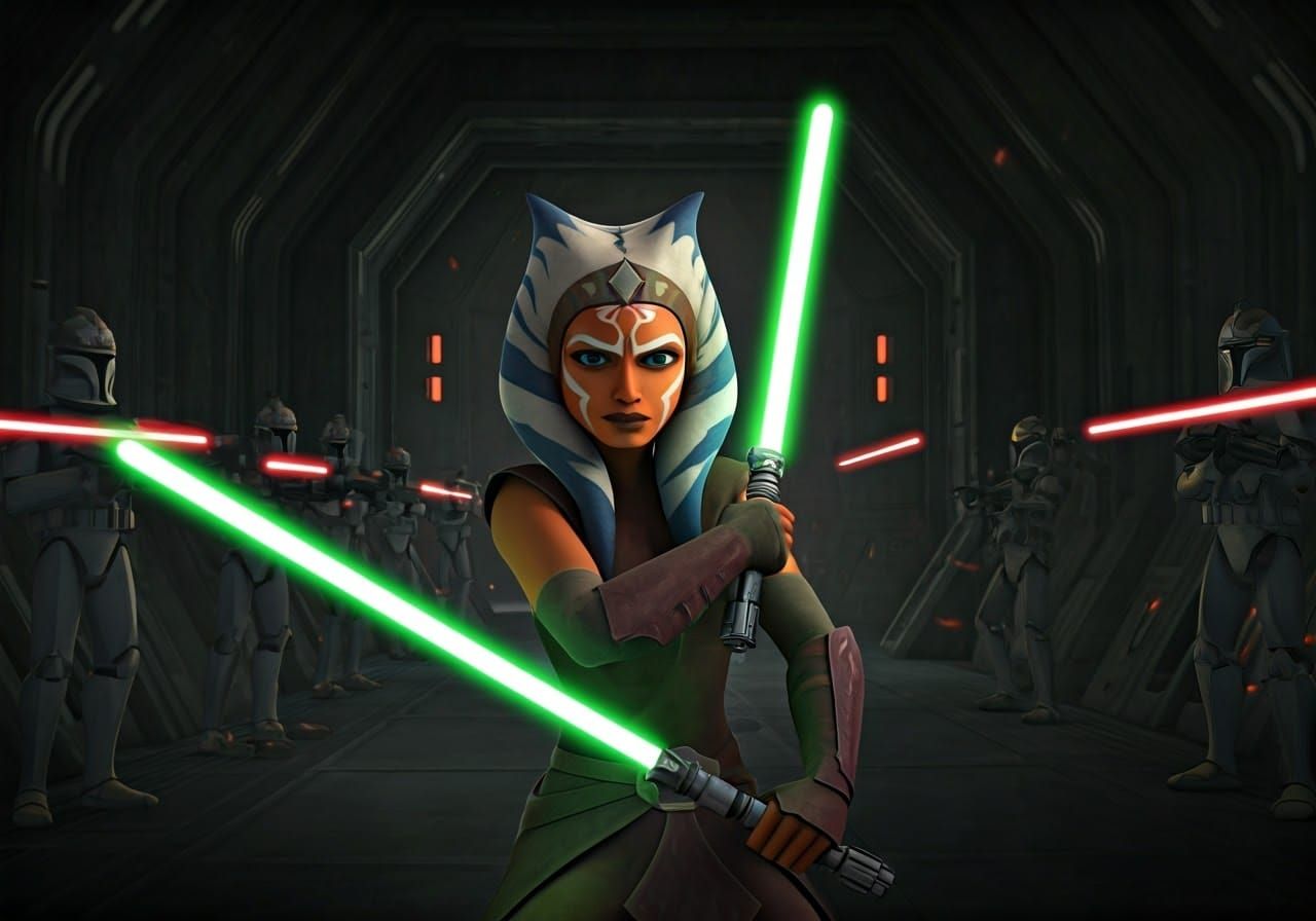 Ahsoka Tano Lightsaber Training with Clone Troopers