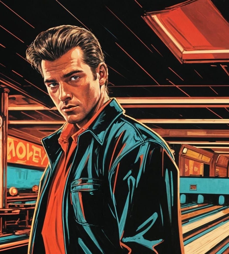 Gritty Greaser in Retro Bowling Alley