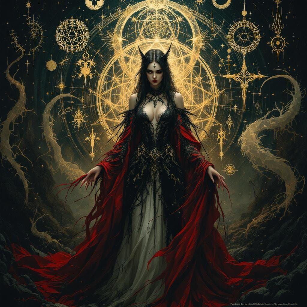 Mystical Woman in Neo-Gothic Realm as Matte Painting