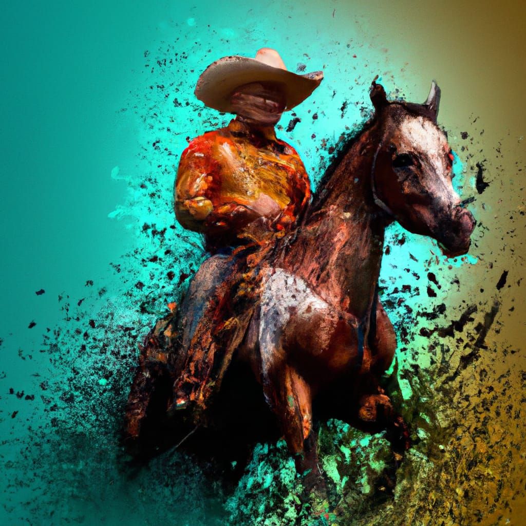 Young Vaquero on Horseback in Weird West Style