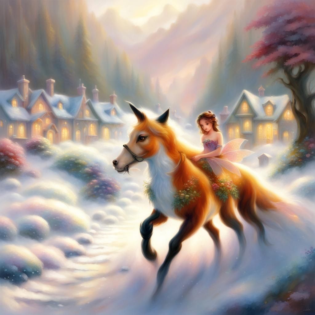 Ethereal Fairy Town in Hyperdetailed Fantasy Style