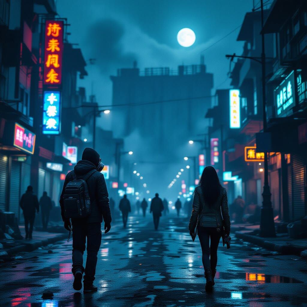 Post-Apocalyptic Dhaka City at Night