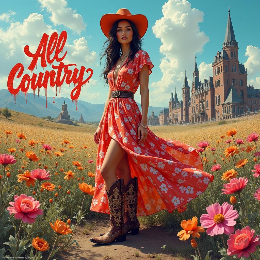 Western Fashion Model in Graffiti Art Mashup