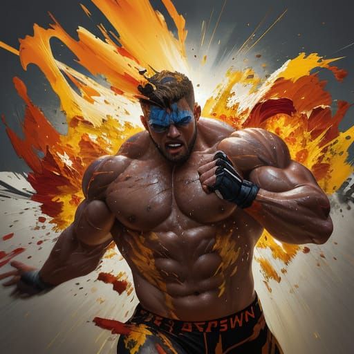 Explosive Abstract Expressionism of Powerful Musculature