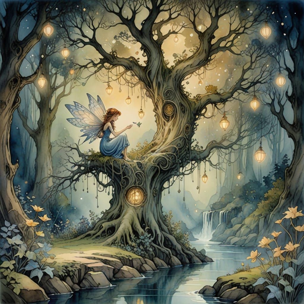 Enchanted Forest Portal in Watercolor Style