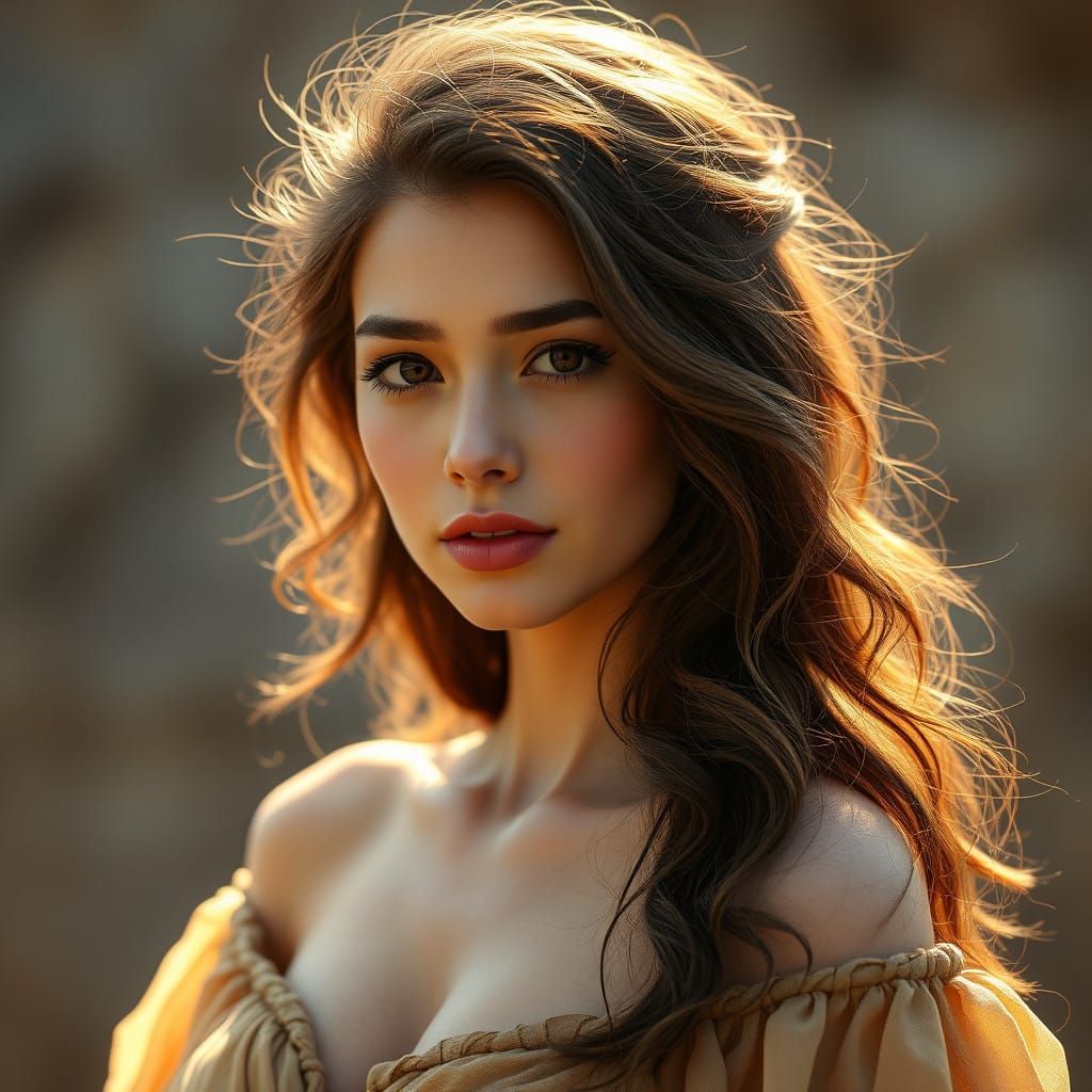Romantic Portrait of a Woman in Soft, Golden Light