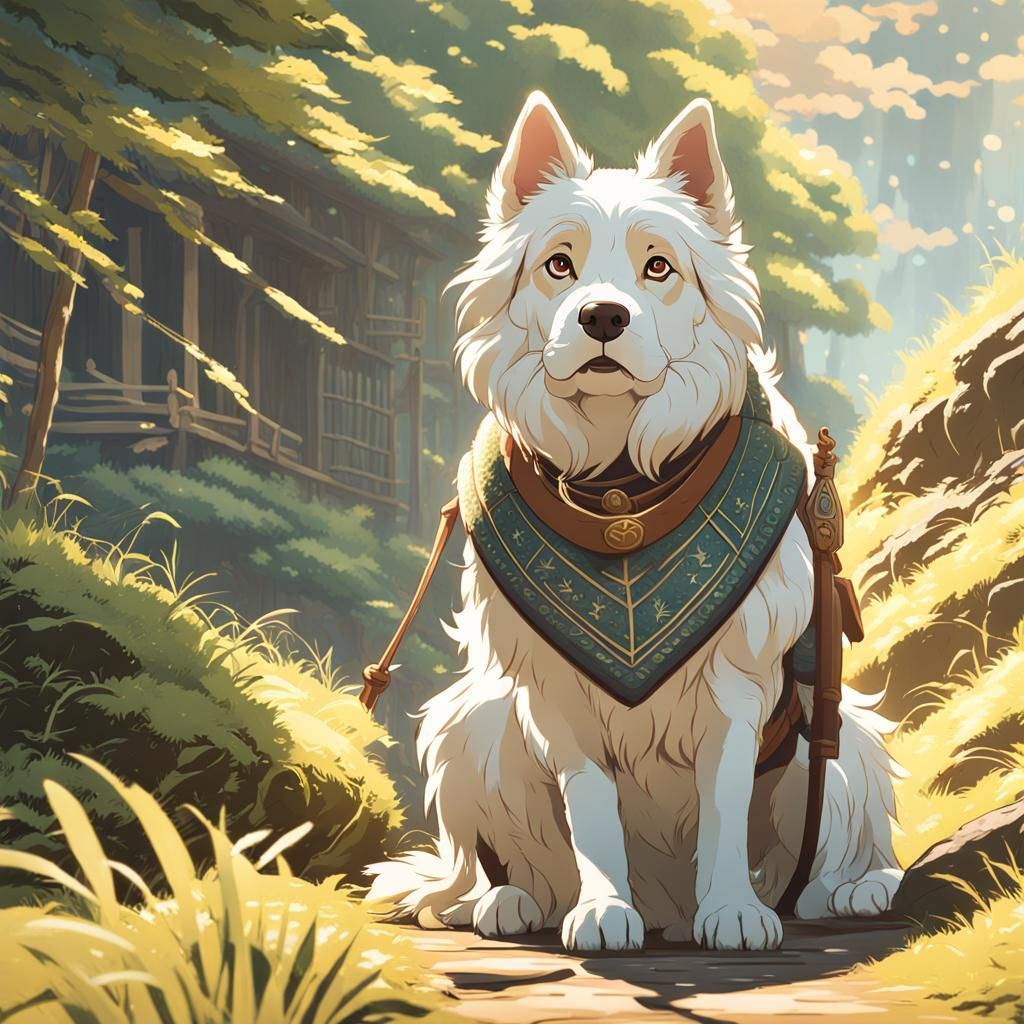 Disney Princess Adventure with Salish Wool Dog in Anime Styl...