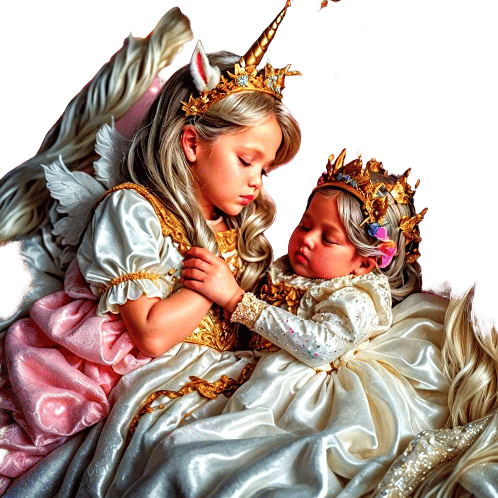 Baby Princess and Unicorn in Ethereal Fantasy Style