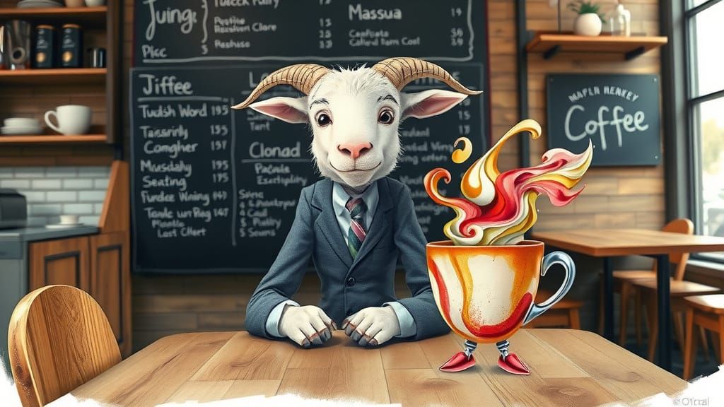 Lamb's Coffee Shop Anxiety: Watercolor Illustration