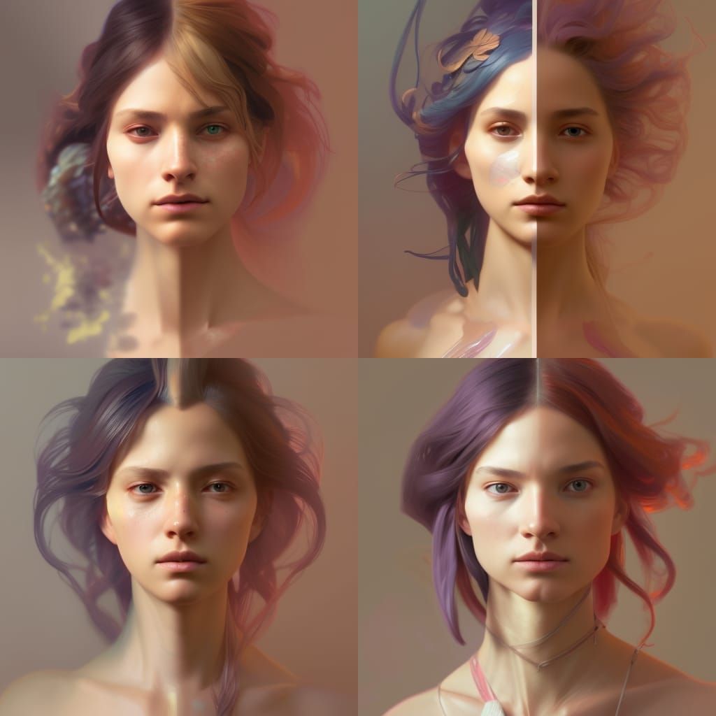 Man's Transformation to Woman: Hyperdetailed Concept Art